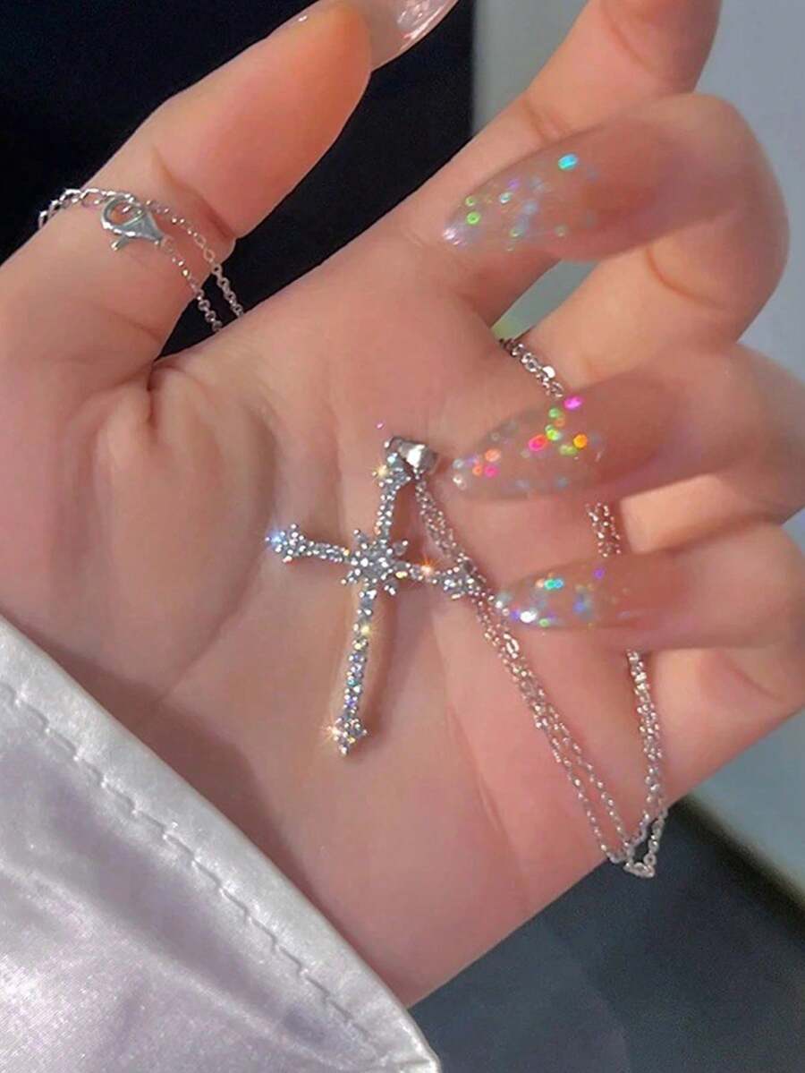 2 piezas Collar de cadena en forma de O simple de alloy, collar de múltiples capas cruzado simple para mujer, adecuado tanto para hombres como para mujeres, Collar chapado en oro de 18k con perlas, Colgante de joyería bohemia con cuentas