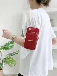 Outdoor Sports Casual Bag, Fashion Zipper Wallet, Women Casual Clutch Multifunctional Phone Bag Wristlet, Women Small Crossbody Bag, Multi-Zipper Metal Decor Phone Shoulder Bag, Portable Handbag, Arm Bag, Hot-Selling Linen Phone Bag