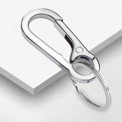 1/2/5pcs Durable Metal Keychain] 8pcs Durable Metal Keychain Set With Carabiner Clips & Storage Bag - Vintage Black Zinc Alloy, Non-Braided Fashion Accessories For Men