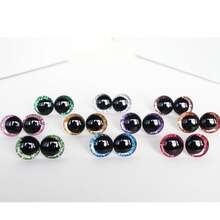 20颗闪亮眼睛,黑色塑料娃娃眼睛,尺寸12/14/16/18/20毫米,3D立体闪光眼睛带环,适用于钩编、阿米格鲁米娃娃、塑料钩编眼睛、泰迪熊DIY配件 - 多色-Moon Eyes - 查看 3