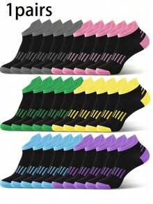 1/6/10/12/15/20/30 Pairs Candy Color Women Sports Ankle Socks, Comfortable Breathable Simple Fashion Moisture-Wicking Socks, Suitable For Sports, Walking, Campus, Commuting