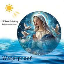 1 peça elegante arte de parede em relevo 3D com a Virgem Maria e flores - céu estrelado tranquilo com pombas, pré-perfurado para fácil instalação - adequado para decoração de casa, café e restaurante - presente perfeito para feriados e aniversários, arte de parede religiosa