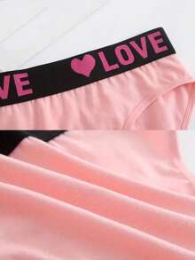 6 PCS, Women's Seamless Heart-Shaped Printed Underwear, Comfortable, Breathable, Elastic Waistband Underwear, Multiple Colors - 彩色 - 查看 5