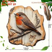 2D 平面木质嘲鸫墙饰，圆形乡村农舍风格，饰以秋叶和树枝图案，适用于厨房、节日、酒吧、门廊等家居装饰，门廊装饰 - 彩色 - 查看 13