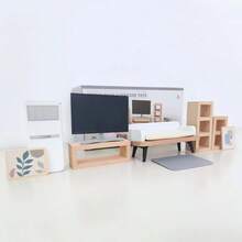 迷你家具木制厨房卧室浴室过家家仿真娃娃屋儿童玩具家具摆件 - 彩色 - 查看 11