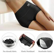 MEIYATING Boy Shorts Underwear For Women High Waisted Cotton Panties Stretch Briefs 4 Pack Plus Size - DarkColor-4p - Xem 6