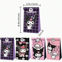 12pcs Sanrio Party Gift Box Packaging Kuromi Hello Kitty Tote Bags Double-Sided Printing Suitable For Valentine's Day, Halloween, Christmas, Birthday Party Gifts, Candy Wrapping Paper Bags, Holiday Gift Wrapping Paper Bags, Decorative Items