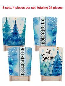 1pc/4pcs/24pcs Christmas Tree Pattern Removable Washable Chair Covers, Suitable For Home, Restaurant, Living Room, Kitchen Decoration In Winter - Multicolor - View 13