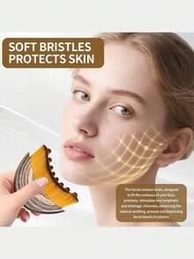 Lymphatic Contour Face Brush,Contour Face Brush For Lymphatic Drainage,Dry Lymphatic Drainage Massager,Ergonomically Designed To Fit The Skin Precisely,Foundation Brush,Concealer Brush,Blush Brush,Contour Brush,Blush Brush,Bronzer Brush,Powder Brush,Foundation Brush,Blush Brush - Brown - View 4