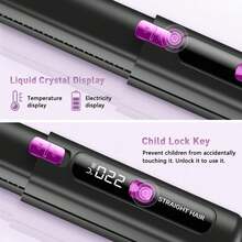 4500mAh Wireless Rechargeable Hair Straightener With LCD Display, 2-In-1 Portable Travel Hair Straightener & Curler, Mini Ceramic Hair Curling Iron, USB Rechargeable Hair Styling Tool, 4500mAh Battery Capacity