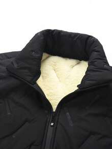 男士保暖羊羔绒背心，拉链前襟休闲无袖外套，适合秋冬季节穿着，抓绒材质