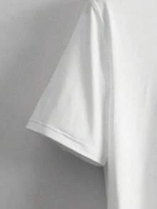 Manfinity CHICACO Men's Casual Letter Print Round Neck Short Sleeve T-Shirt, Men's T-Shirts - 白色 - 查看 4