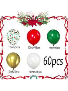 25/45/60个绿色、红色、金色、白色丝带气球，适用于圣诞派对、新年快乐、生日派对装饰 - 彩色 - 查看 12