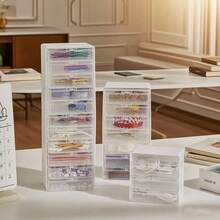 1PC Data Cable Storage Box Set, Utility Drawer Storage, Household Multi-Functional Grid Card Nail Art Organizer Box, Suitable For Bedroom, Living Room, Bathroom Data Cable, Beauty Storage And Organization, National Day Must-Have Goods, Portable Storage Box - Multicolor - View 5