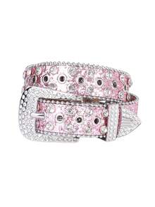 水钻镂空腰带，街头时尚朋克风格可调节水钻装饰腰带，适合男孩和女孩 - A - 查看 25