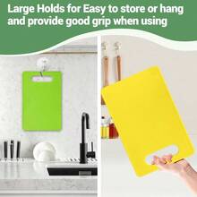 Plastic Cutting Board Set, 3 Pack Small Chopping Boards Kitchen, BPA - Dishwasher , Color Coded Boards Pads Meat Vegetable Fruit, Easy Grip Handle, Non - Slip, Space Saving - 3 - 查看 6