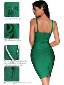 Women's Celebrity Bandage Bodycon Dress Strap Party Pencil Dress  Elegant Formal Evening Prom For Graduation, Dinner - màu xanh lá - Xem 2