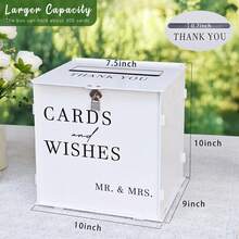 White Acrylic Wedding Card Box With Slot & Lock - Large Capacity For 300+ Cards, Elegant Decor For Reception, Party, Birthday, Baby Shower, Graduation - 白色 - 查看 7