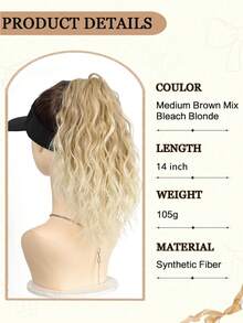 Tóc giả đuôi ngựa dài 14 inch có dây rút, màu nâu nhạt và vàng bạch kim pha trộn, sợi tổng hợp, kiểu xoăn. - Nhiều màu - Xem 3