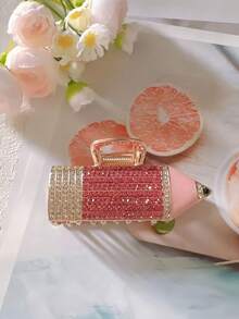 1 pieza Pinza de pelo con diamantes de imitación de lujo para mujer, elegante clip de pelo con diseño de raqueta de tenis con diamantes de imitación, accesorio de pelo versátil, elegante y de alta gama, adecuado para el uso diario, citas, vacaciones, fotografía y decoración académica. Pinzas de otoño para el cabello, accesorios de invierno para el cabello de mujer.