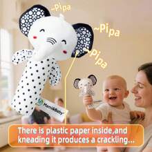 Black & White Baby Rattle Toys, Newborn 0-6 Months Sensory Training Toys, Multi-Animal Shaped With Sound Maker, Teether Grip Training Early Educational Toys