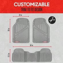 FlexTough Performance All Weather Rubber Car Floor Mats - 3 Piece Floor Mats Automotive Liners Truck SUV, Heavy - Duty Waterproof Black - Gray + Mats - View 5