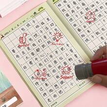 1pc Spanish Round Teacher Encouragement Stamp, Back To School Essential For Classroom, Options: 1pc, 2pcs, 3pcs, 4pcs, 5pcs, Awesome, Great Job, Perfect, Excellent