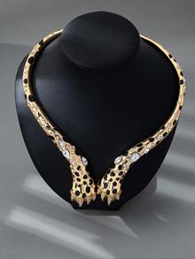 1 pieza Collar gargantilla de moda con diseño de garra de leopardo estilo hip-hop, collar con colgante de leopardo con strass de lujo, regalo único para fiestas/festividades para mujeres