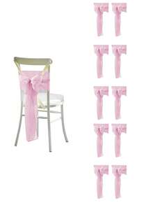 2件/4件/6件/10件粉色薄纱蝴蝶结椅套，轻盈白色面料户外婚礼椅装饰，适用于婚礼、生日派对椅装饰，米色、白色、秋季装饰、房间装饰、返校季、学校用品