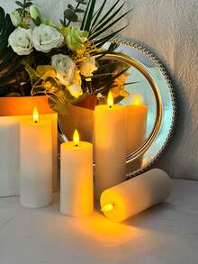 4/12pcs Flameless Candles With Remote/Timer, LED Electronic Candles, Outdoor Flickering Flameless Candles, Battery Powered, Home Decor, Tabletop Decor, Holiday Decor, Wishing Candles, Suitable For Christmas, Valentine's Day, Halloween, Home, Wedding, Gift, Birthday Decor, Party - 白色 - 查看 2