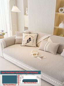 1 件蓬松蕾丝沙发套，防滑、防尘、防刮沙发巾，豪华沙发保护套，适合客厅、卧室、办公室、汽车、四季装饰 - 卡其色 - 查看 16