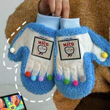 1 Pair Cute Dopamine Fully Covered Gloves, Warm Thermal Lined Thick Winter Gloves For Women, Students, Cycling, Cold Weather Protection