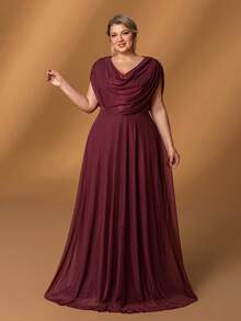 Faeriesty Mosy Plus Women' Draped Collar Sleeveless Formal Party Dress&Mother Of The Bride Dresses