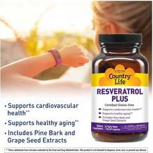 Country Life Resveratrol Plus 1000mg - Organic Antioxidant Supplement With Pine Bark &Amp; Grape Seed Extracts - Vegan, Gluten-Free, Non-GMO - Tên hương vị B - Xem 3