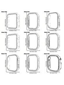 1pc Unisex Shiny Rhinestone Decorated Fashionable Scratch-Resistant 2-In-1 Ultra-Thin Tempered Glass Screen Protector & Watch Case, Compatible With Apple Watch 38/40/41/42/44/45/46/49mm, Suitable For Apple Watch Series Ultra/SE/11/10/9/8/7/6/5/4/3/2/1, Smart Watch Accessory - Rose Pink - View 7