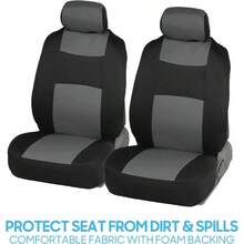 PolyPro Car Covers Full Set In Gray On Black, Front And Rear Split Covers, Easy To Install Car Seats Cover Set And Accessories Auto Trucks Van SUV - Gray - 灰色的 - 查看 3