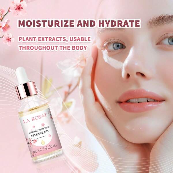 30ml/1FL.OZ Sakura Floral Essential Oil, Nourishing & Moisturizing, Brightening & Firming, Improving Dullness & Sagging, Fading Spots, More Tightened & Hydrated, Smooth & Radiant, Skincare Oil, Romantic Sakura Floral Scent, Recapture The Youthful Glow