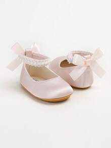 Infant Girls Mary Jane Flats - Infant Newborn Walking Shoes Soft Rubber Sole Princess Wedding - Pink - View 6