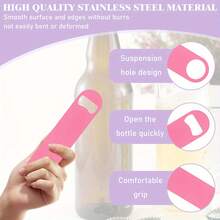 Płaski otwieracz do butelek ze stali nierdzewnej, trwały materiał ze stali nierdzewnej, odporny na odkształcenia, łatwo otwiera piwo, napoje gazowane i inne napoje butelkowane; kreatywny płaski kształt, smukły i łatwy do przechowywania, odpowiedni do kuchni, spotkań domowych i nie tylko; niezbędne narzędzie do picia i serwowania napojów na imprezy, idealne również na imprezy Halloween i Boże Narodzenie. - Różowy - Zobacz 9