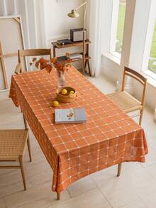 1pc Rustic Orange Plaid Tablecloth, High-Quality Versatile American Country Style Vintage Minimalist Kitchen Decor Rectangular Tablecloth For Family Gathering, Birthday Party, Dinner - Orange - View 11