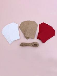 1 Set Handmade Christmas Tags With Twine, Hollowed-Out Christmas Tree, Snowflake, Deer Gift Hang Tags, Handmade Red Cards, Christmas Tree Decorations, Suitable For Halloween, Christmas, And Christmas Decor(30 Labels + 10m Twine)