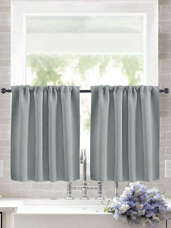 1pc/2pcs Blackout Short Kitchen Curtains, Suitable For Cabinet Sink Windows, Are Small Half-Curtains, And Also Applicable To RVs, Basements, Bathrooms And Sunrooms,Room Decor