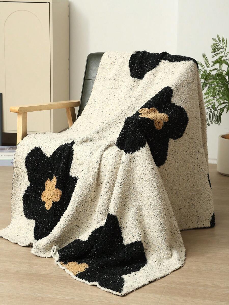 A Solid Color Particle Knitted Blanket, Nordic Style Acrylic Rectangular Office Nap Sofa Blanket Air Conditioning Blanket Knitted Small Blanket Shawl Cover Blanket Blanket Bed End Blanket - Hoa nhung nhỏ nửa cạnh màu be - Xem 1