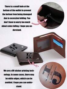 Customized Men's Short Wallet In Solid Color With Letter Print, Made Of PU Leather, PU Simple Bifold Multi-Card Slots Wallet, Personalized Gift For Brother, Father, Boyfriend, Anniversaries, Father's Day, And Christmas, Valentine's Day, Cute, Adorable, Contracted, Funny, Kawaii, Y2K, Minimalist, Commuting, Business Casual, Basics, For Anniversaries, For Birthdays, For Holiday/ Vacation, For Outdoors/Outings/Travel/Hiking/Stadium/Sports/Climbing, For Business/Commute/Work/Office, Customized Wallets & Cardholders,Chic Autumn, Urban Chill, Vintage - Multicolor - View 9