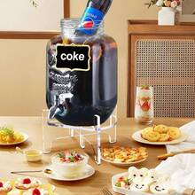1pc Acrylic Transparent Glass Beverage Dispenser Stand, Suitable For Home Gatherings And Catering Events Drink Dispenser Rack - Clear - View 4