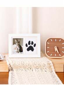 1pc DIY Pet Paw Print Photo Frame, Dog, Cat And Pet Paw Print Memorial Set And Frame Memorabilia Paw Print Clay Mold, Pet Paw Print Pattern Memorial Set Gift, Photo Frame Memorabilia For Pet Lovers - Multicolor - View 11