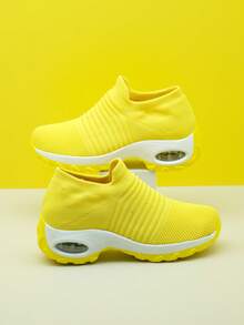 Damskie różowe, codzienne, amortyzowane, amortyzujące, wsuwane trampki dzianinowe, do tańca