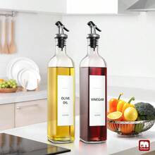 Olive Oil And Vinegar Dispenser Bottle Set, 2Pack Oil And Vinegar Dispenser Bottle, 17oz Kitchen Oil Dispenser, Glass Cooking Oil Dispenser, Glass Bottles Oil With Funnel And Labels - 標準 - 查看 5