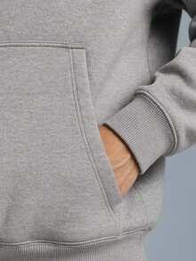 Men's  Sweatshirt And Plain Cold Weather Pants Set Warm Coat Slim Blouse And Pants Kit - Xám - Xem 3