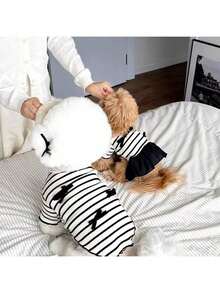 Vestido de camiseta a rayas casual y cómodo para perros y gatos de mascota, adecuado para caniche, yorkshire, bichón frisé, shih tzu, para todas las estaciones